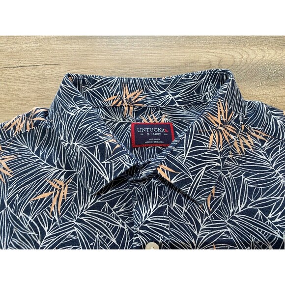 Men's Blue and Orange Patterned Shirt - Picture 3 of 7